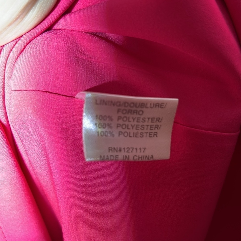 Badgley Mischka Pink Tiered Flutter Sleeve Shift Dress Size 12 - Picture 9 of 9